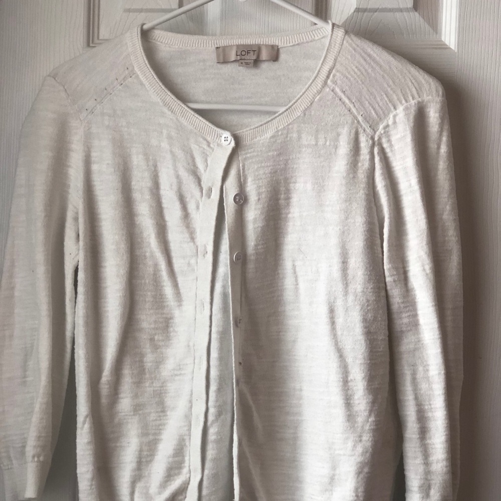 White 3/4 sleeve cardigan